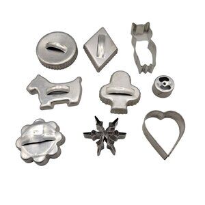 Vintage Aluminum Cookie Cutters Variety Set Of 9